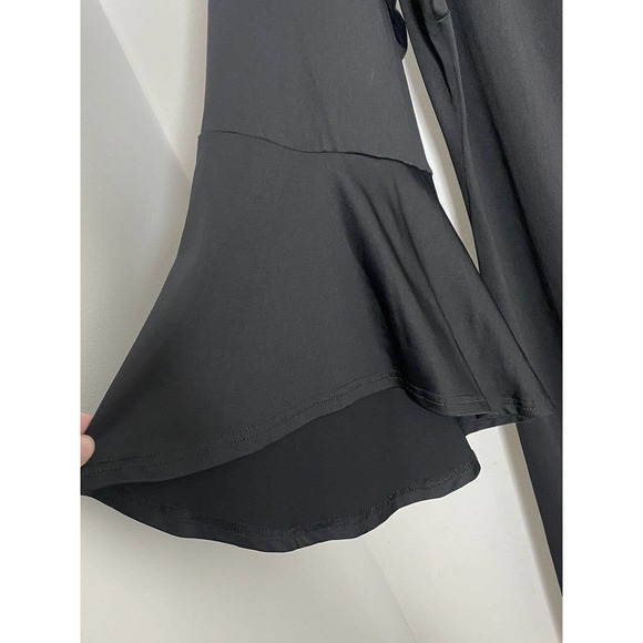 ASHLEY STEWART BLACK BELL SLEEVE Stretch Draped DRESS Plus Sz 26/28 NWT - Picture 2 of 5